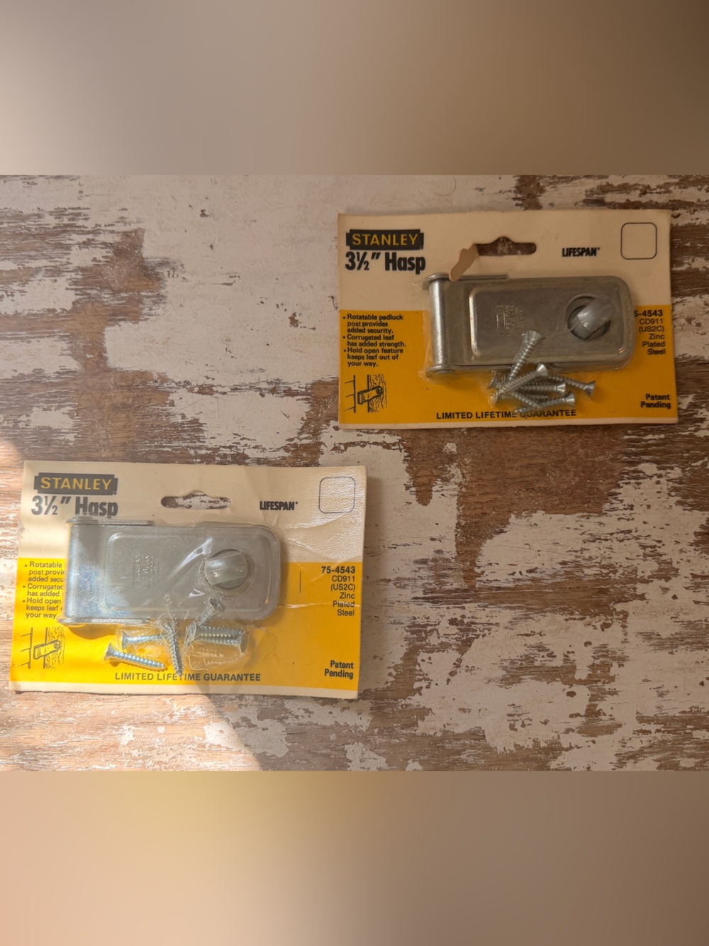 Stanley Silver Hasp Lock Set with Screws - Yellow Backing ( 2 ) New